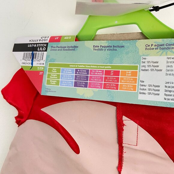 Disney Lilo & Stitch Toddler Costume Dress & Headband 2T Red Leaf NWTDescription - Picture 6 of 16